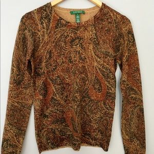 EUC Ralph Lauren | Fall Gold Metallic Sweater